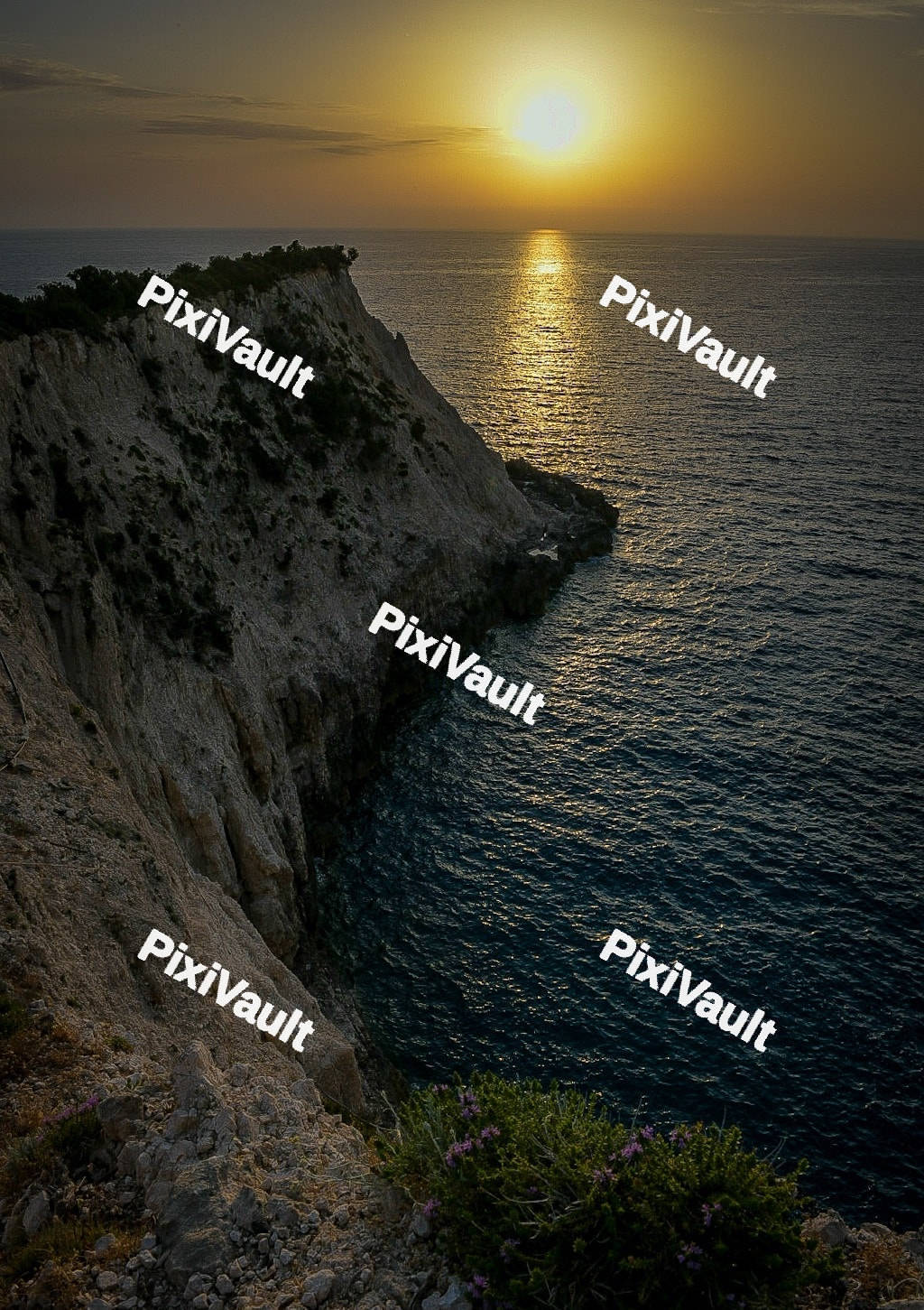 Beautiful Cliff with a sunset